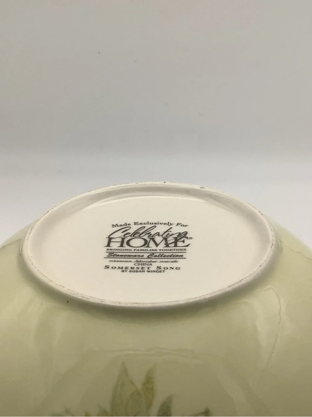 Cream Stoneware Bowl with Brown Twig Rim and Bird Floral Accents